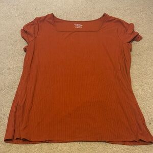 Orange square neck T-shirt